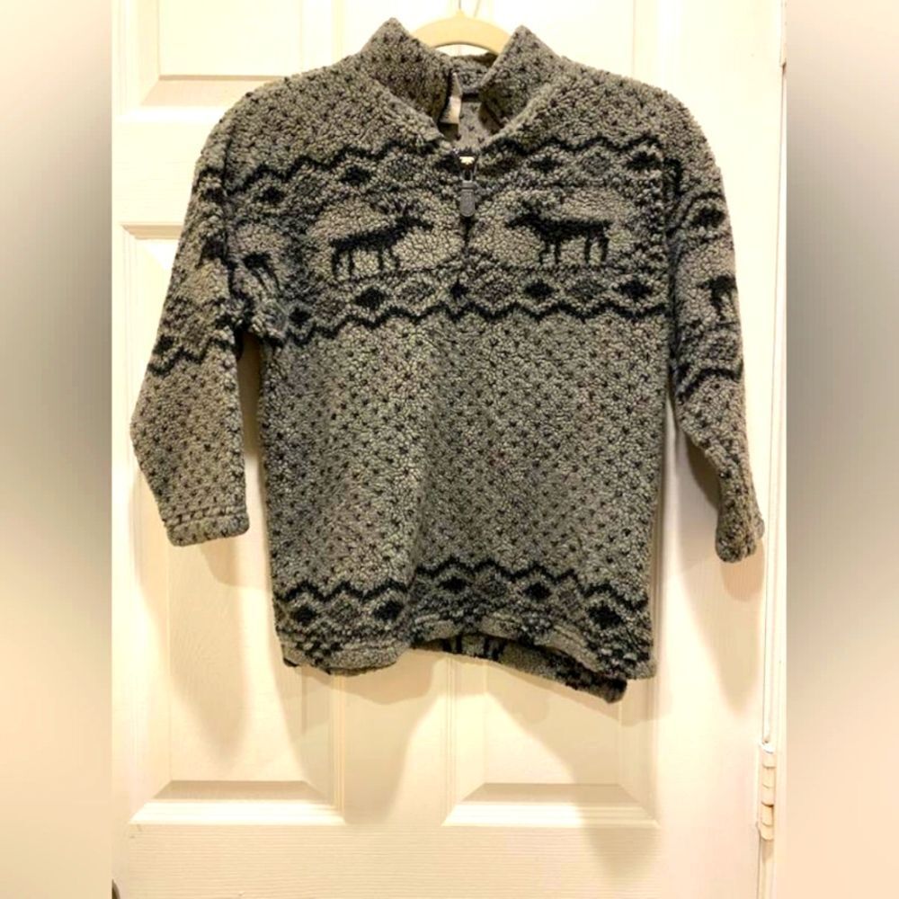 Kitestrings Sweater, Kids sz 6/7, Gray & Blue.